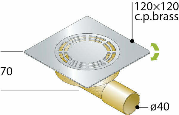 OMP piletta sifoide per scarico a pavimento 120 x 120 mm