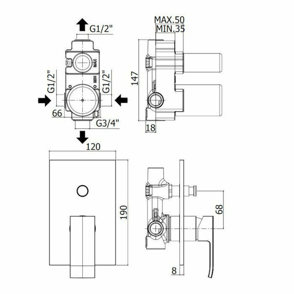 Paffoni Elle-Effe miscelatore incasso doccia con deviatore a pulsante cromo