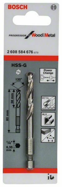 Bosch punta di centraggio HSS-G 80 per seghe a tazza