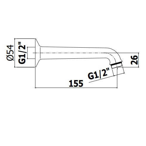 Paffoni braccio doccia medio 155 mm cromo