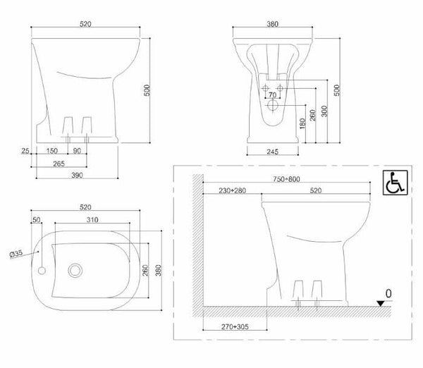 Ponte Giulio Casual bidet a pavimento bianco europa