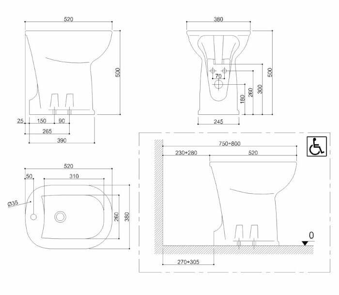 Ponte Giulio Casual bidet a pavimento bianco europa