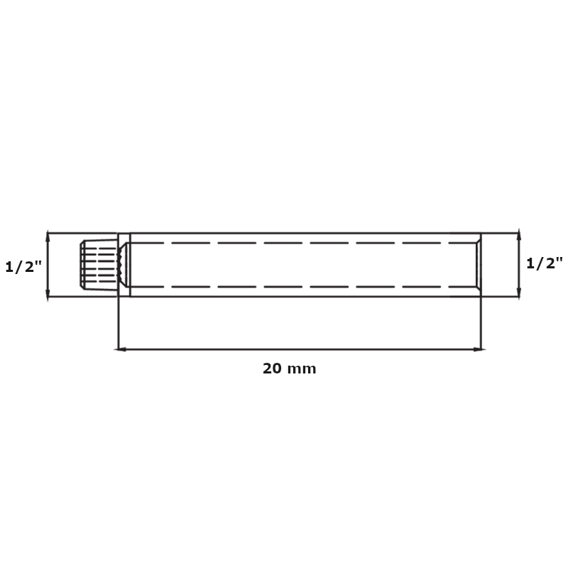 Prolunga filettata OT5530 Frabo 20 mm x 1/2" MF ottone