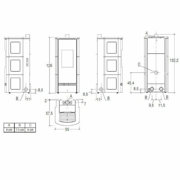 Piazzetta P930 C TOP stufa a pellet 11 kW scarico superiore
