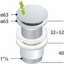 OMP Clicker hotellerie piletta clic-clac senza troppo pieno 60 x 63 mm