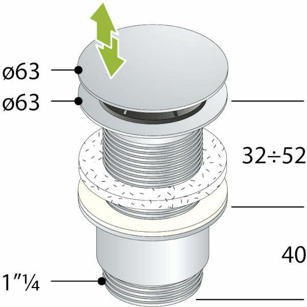 OMP Clicker hotellerie piletta clic-clac senza troppo pieno 60 x 63 mm