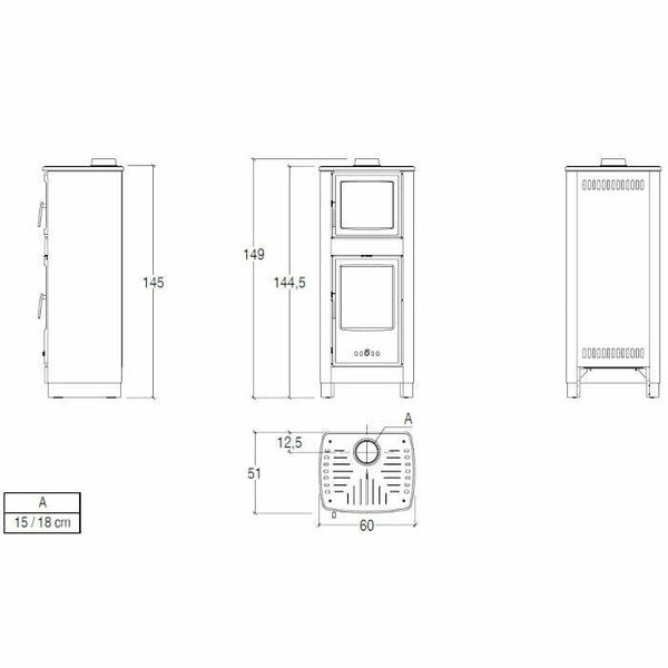 Superior Savina stufa a legna con forno 8 KW