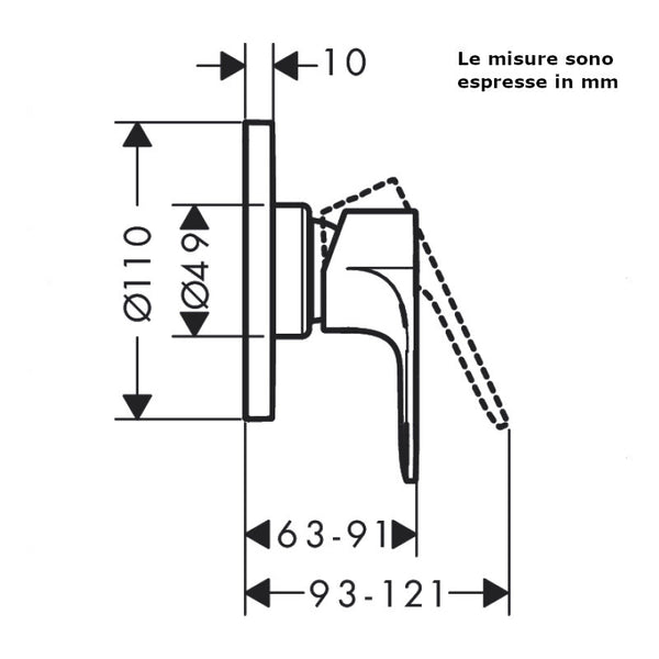 Miscelatore vasca da incasso Rebris E 72658000 Hansgrohe con corpo incasso