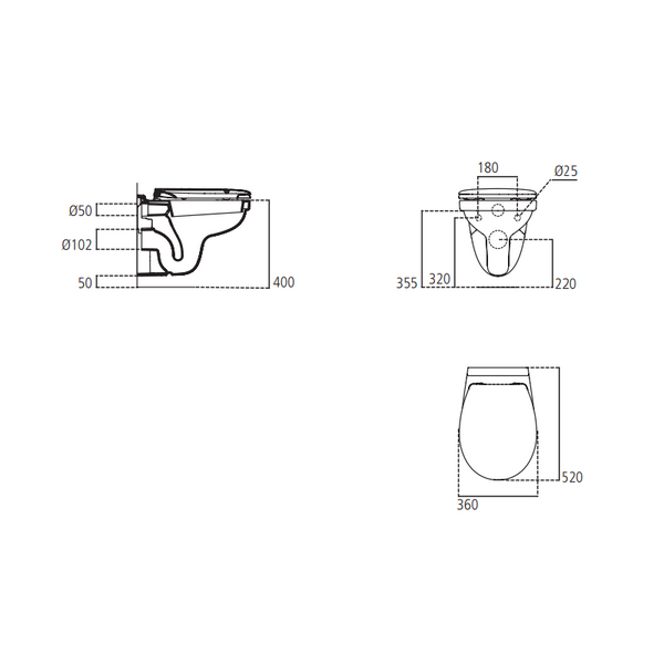Vaso sospeso QUARZO Ideal Standard E885701 da completare con sedile