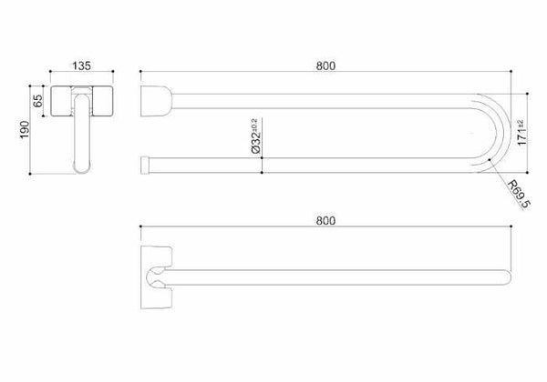 Ponte Giulio Paint impugnatura di sicurezza ribaltabile 80 cm bianco caldo