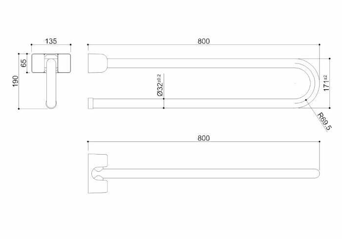 Ponte Giulio Paint impugnatura di sicurezza ribaltabile 80 cm bianco caldo