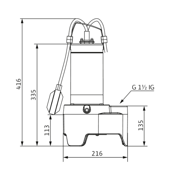 Wilo Rexa MINI3-V04.09/M05-523/A-5M pompa sommergibile acque cariche con galleggiante 0,5 kW 3094002