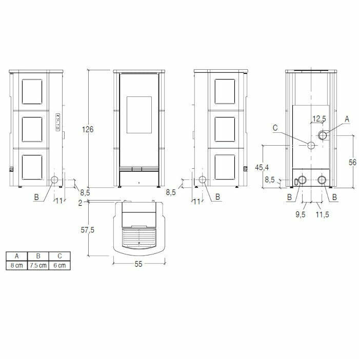 Piazzetta P930 C stufa a pellet 11 kW scarico posteriore