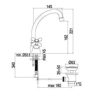 Paffoni lavabo monoforo girevole bianco-oro
