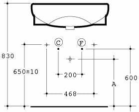 Lavabo da semincasso UNIVERSALE T092661 Ideal Standard 64 x 48,8 cm monoforo