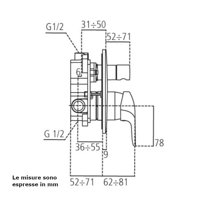 Ceramica Dolomite BASE A6728AA miscelatore ad incasso per vasca/doccia