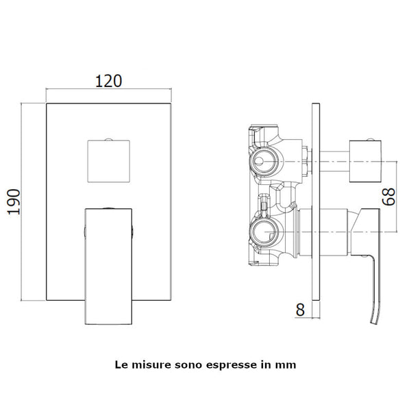 Paffoni miscelatore incasso doccia Elle EL018CR con deviatore 2 uscite