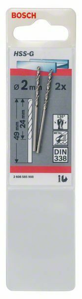 Bosch punte per metallo HSS-G, DIN 338 2 x 24 x 49 mm, 2 pezzi