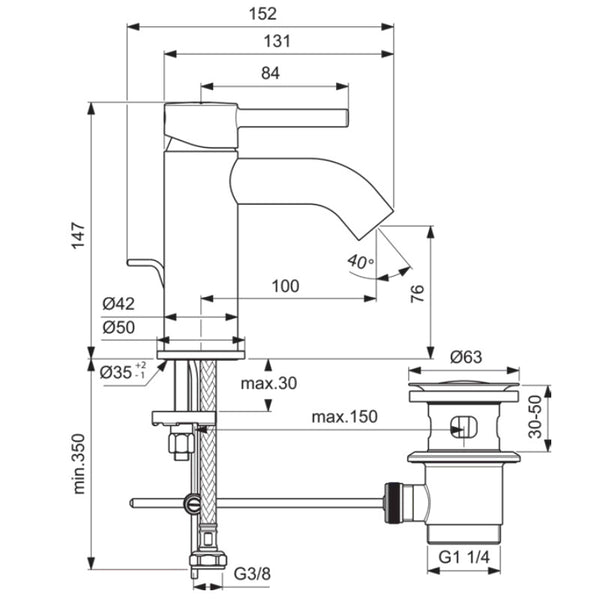 Ideal Standard Ceraline miscelatore lavabo monocomando con scarico cromo BC193AA