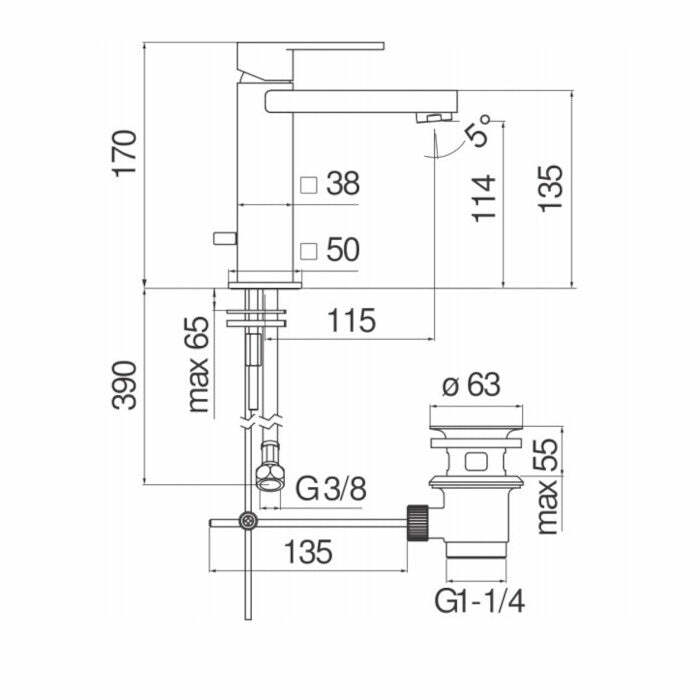 Nobili Loop miscelatore lavabo monocomando cromato