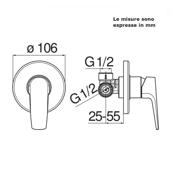 Miscelatore doccia a incasso 1 via Nobili Nobi NB84108CR