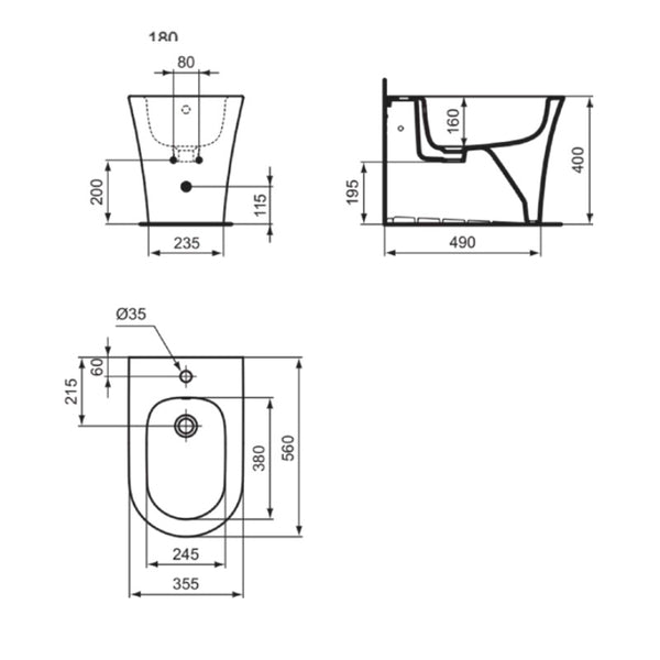 Bidet a terra filoparete La Dolce Vita LDV E263901 Ideal Standard bianco lucido