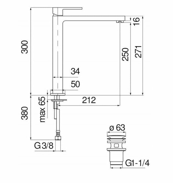 Nobili Up miscelatore lavabo a bacinella cromo