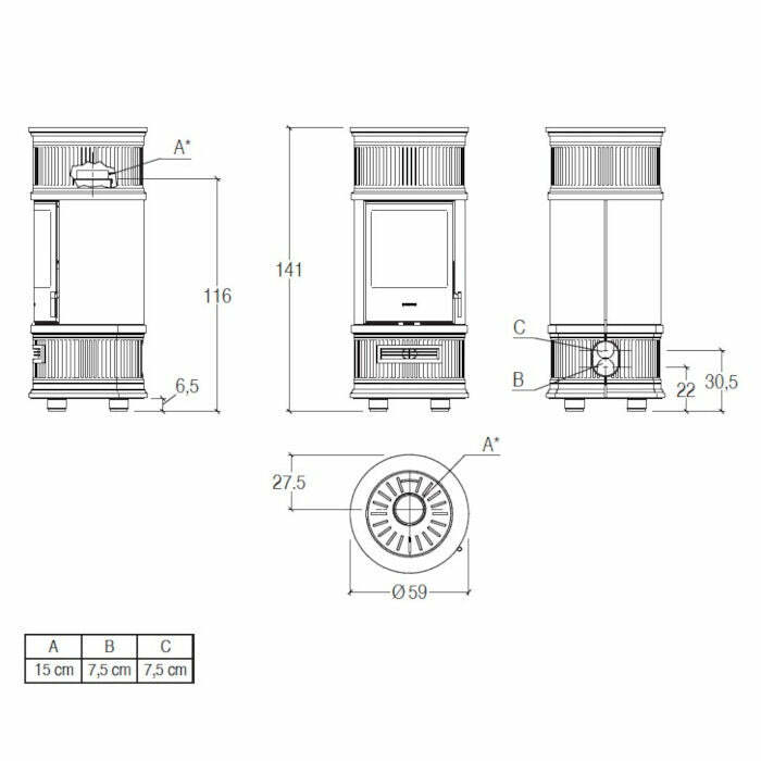 Piazzetta E929 C BCS stufa a legna 7,8 kW con bocchetta frontale