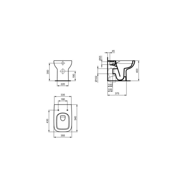 Vaso a terra I.LIFE A filoparete RimLS+ T452501 Ideal Standard bianco