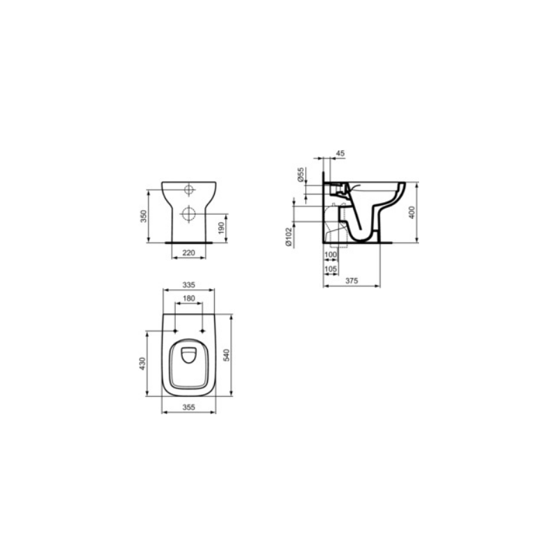 Vaso a terra I.LIFE A filoparete RimLS+ T452501 Ideal Standard bianco