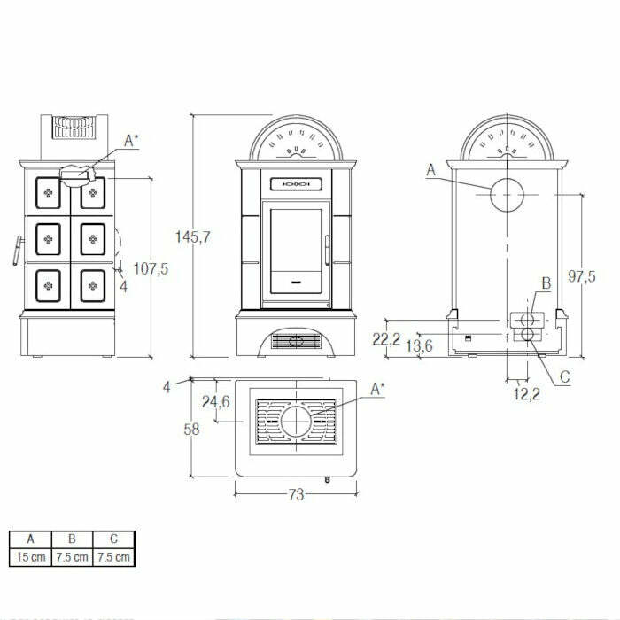 Piazzetta BRUNICO BCS stubotto a legna 11,1 kW