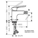 Logis E miscelatore bidet 71237000 Hansgrohe con piletta in ottone
