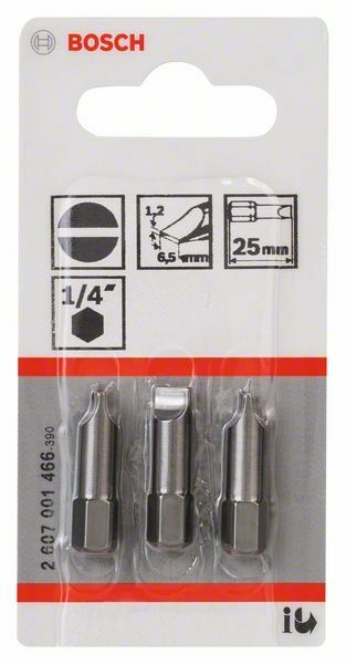 Bosch 3 bit di avvitamento extra duro S 1,2 x 6,5, 25 mm, codolo esagonale 1/4