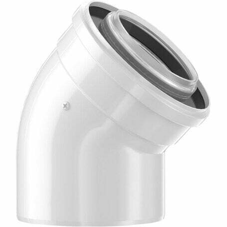 Bosch Junkers curva 45°, 80/125 mm, PP/met bianco