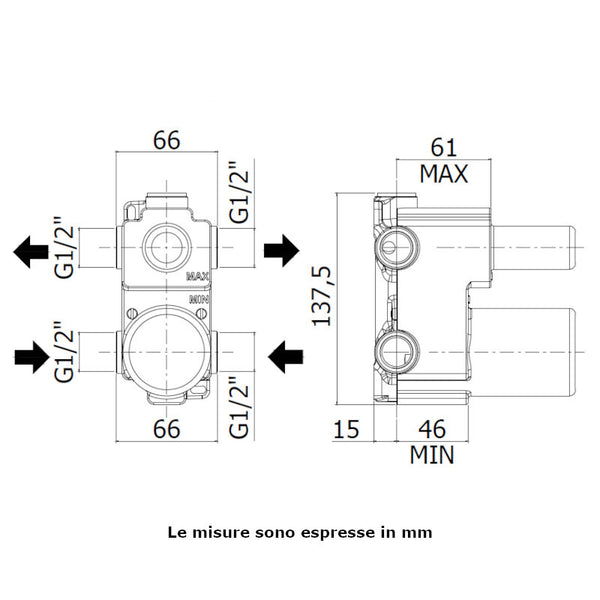 Paffoni miscelatore incasso doccia Elle EL018CR con deviatore 2 uscite