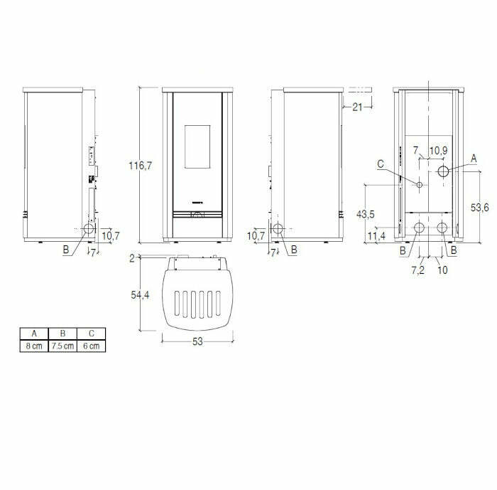Piazzetta P220 M stufa a pellet 8,5 kW scarico posteriore
