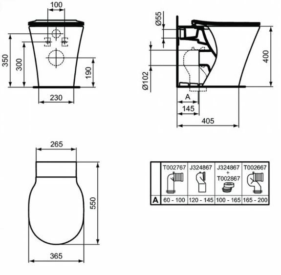 Ideal Standard Connect Air vaso a terra filo parete con sedile a chiusura rallentata E004901