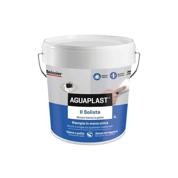 Stucco bianco leggerissimo in pasta IL SOLISTA Aguaplast 4 litri