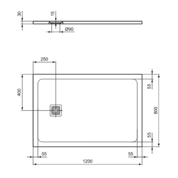 Piatto doccia Ultra Flat S+ T5594FR Ideal Standard 120 x 80 cm bianco opaco