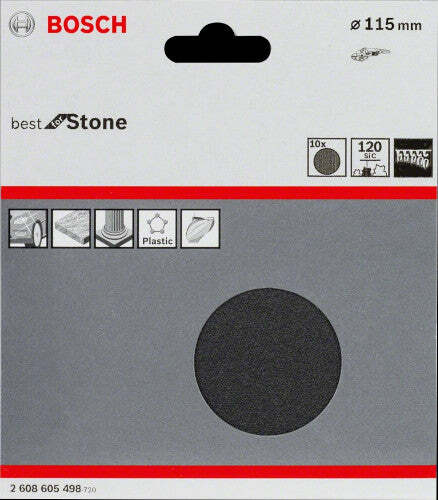 Bosch set 10 dischi abrasivi 115 mm, grana 120