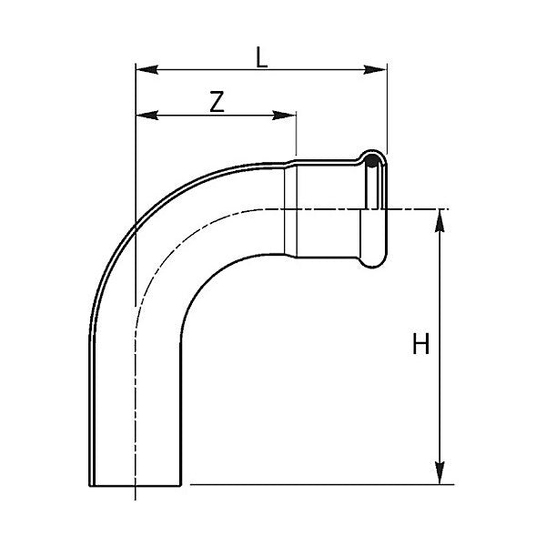 Curva 90° a pressare maschio femmina inox 181/901