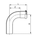 Curva 90° a pressare maschio femmina inox 181/901