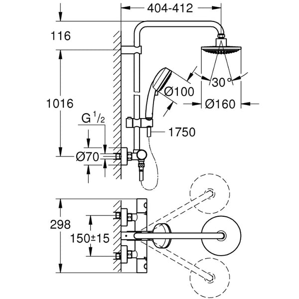 Colonna doccia Tempesta Cosmopolitan 160 Grohe 27922000 con termostatico