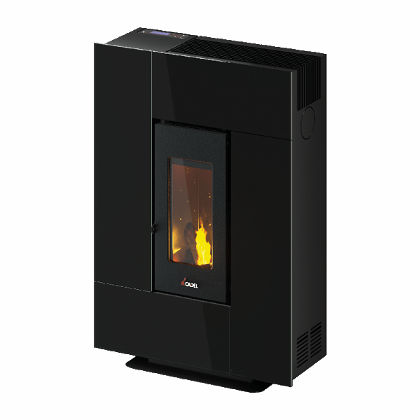 Cadel Grace stufa Pellet Air ermetica 7 KW, rivestimento vetro nero