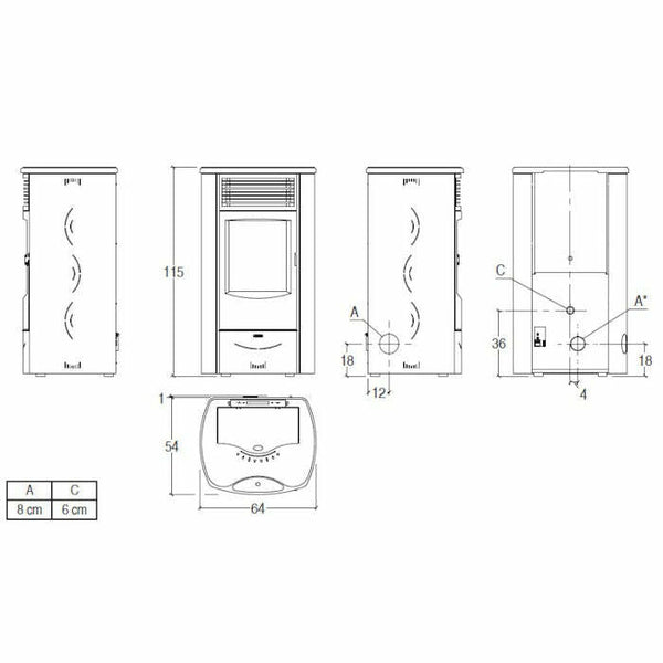Superior Sabrina stufa a pellet 10,2 KW