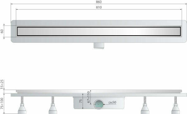 OMP Nanoflow canalina per doccia a pavimento 800 mm x DN50