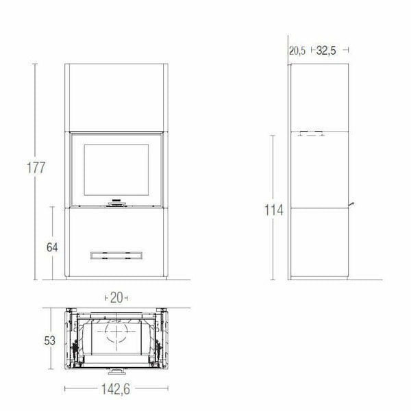 Piazzetta DAVOS MC 133/52 BL stufa caminetto a legna 14 kW