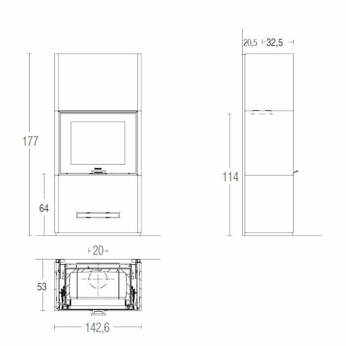 Piazzetta DAVOS MC 133/52 BL stufa caminetto a legna 14 kW