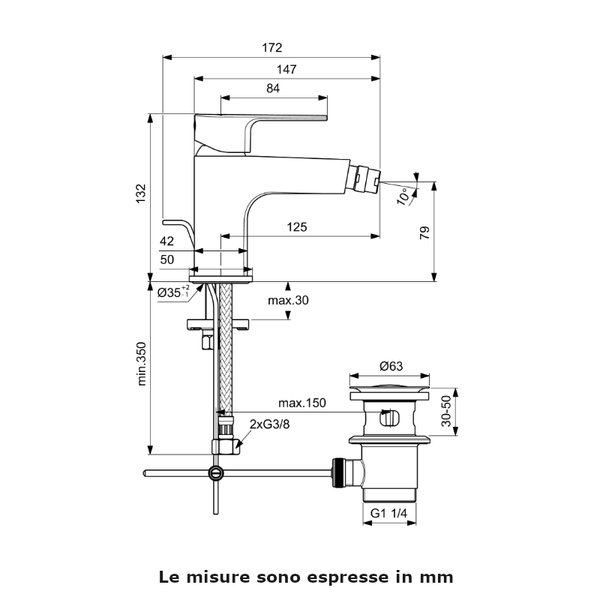 Miscelatore bidet Cerafine D BC691AA Ideal Standard con FirmaFlow