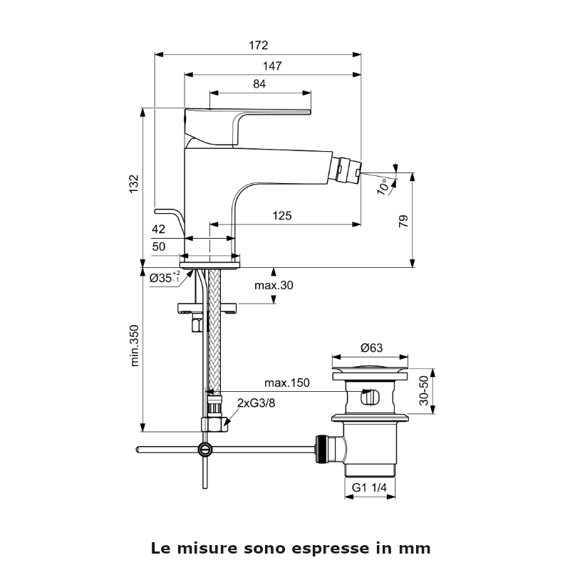 Miscelatore bidet Cerafine D BC691AA Ideal Standard con FirmaFlow